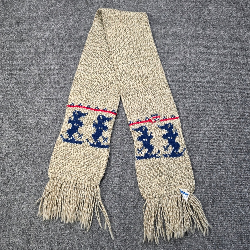 Vintage Hansen Skiing Mouse Knit Scarf Made in USA Novelty Winter Retro Rare - Picture 2 of 7